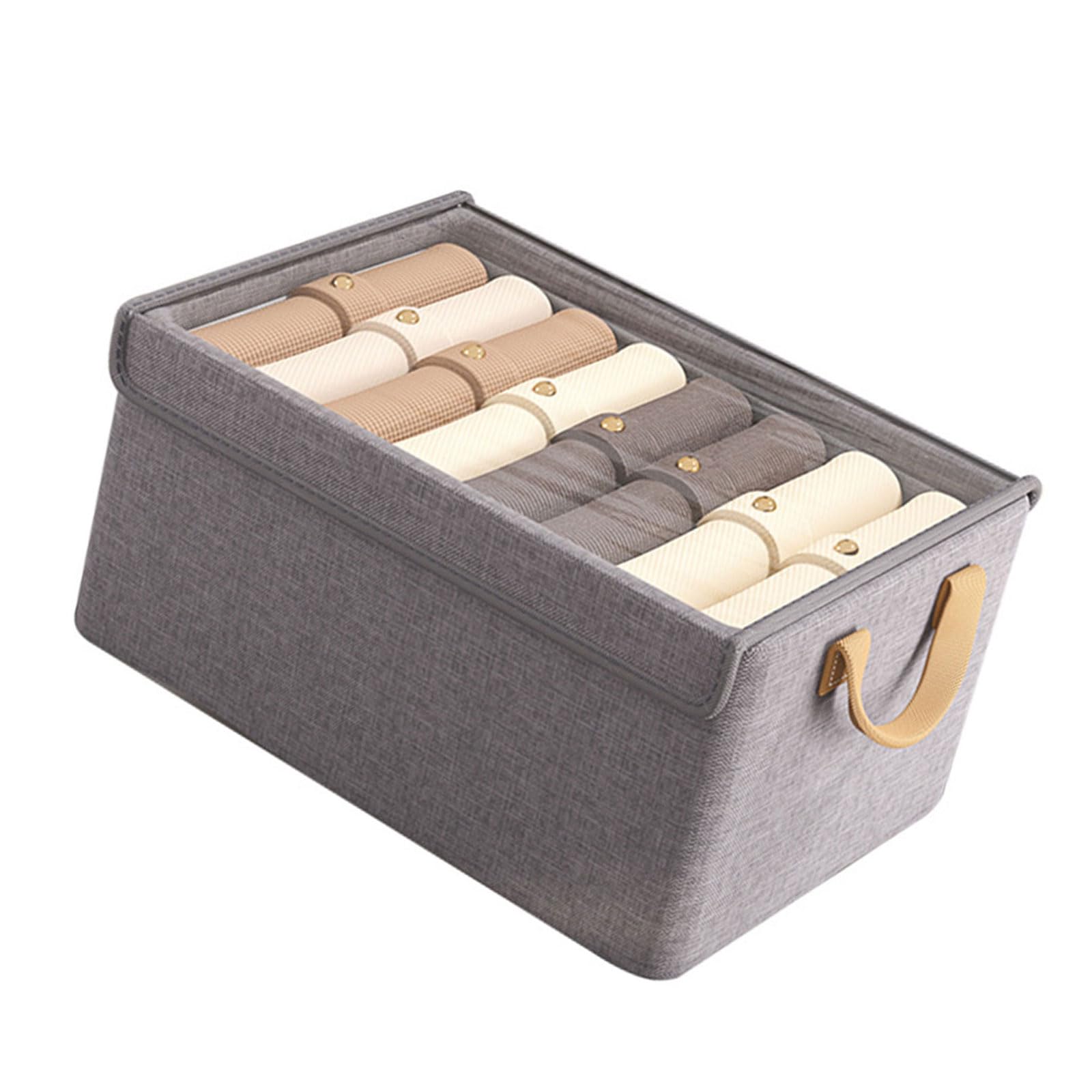 Beimus Foldable Clothing Organiser Space Efficient Folding Storage Bin with Lid for Garments Dustproof Wardrobe Clothes Box Clothes Organiser with Lid