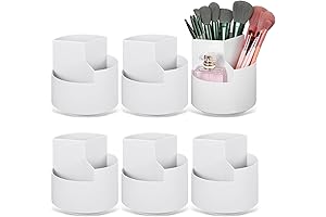 6 Slots Classroom Table Organizer, 360 Degree Rotating Cute Makeup Brush Holder