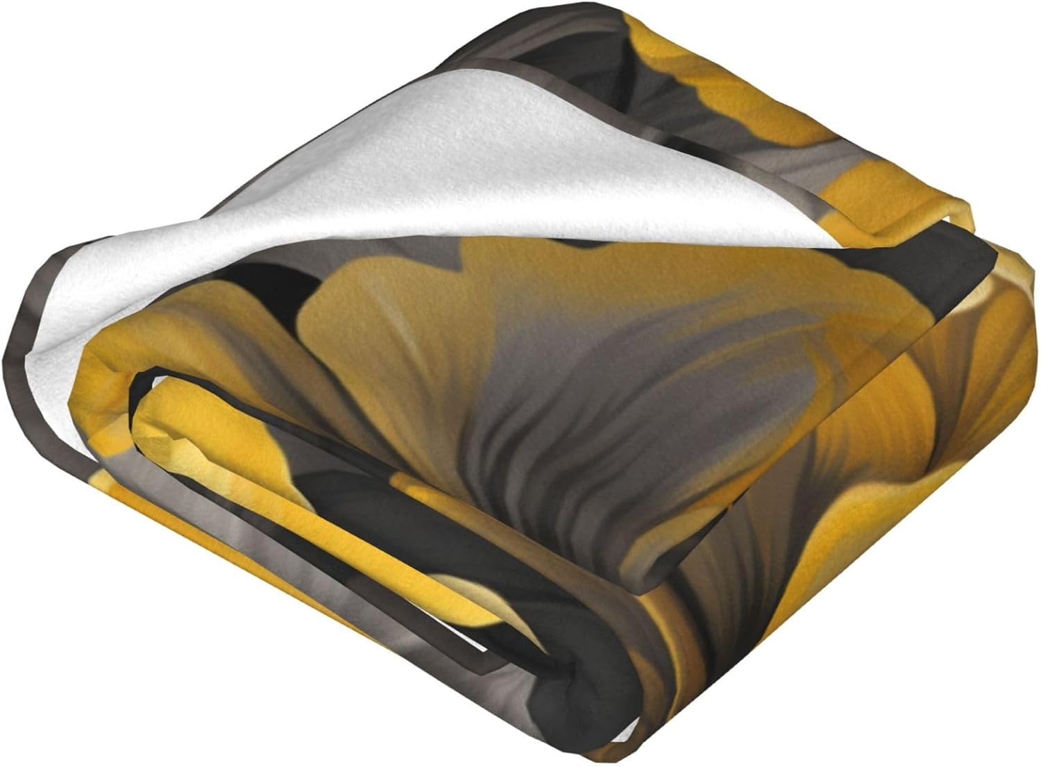 Yellow and Gray Flower Pattern Throw Blanket - Soft Plush Flannel Throw Blankets for Bed/Couch/Sofa/Office/Camping 80""X60"" Blanket A5168, Black