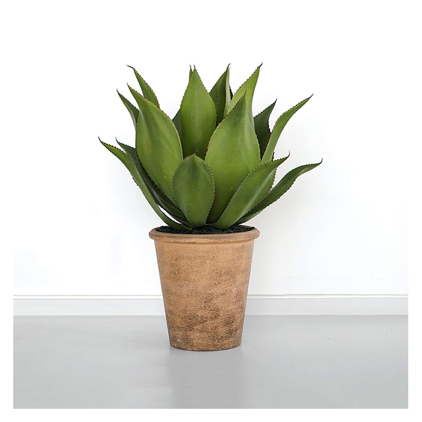 NGDFGR Artificial Potted Plant Decor Artificial Agave Potted Succulent Plants Modern Indoor Greenery Home Decor Fake Plants In Pots For Home, Office - 2.1-Feet Farmhouse Decor