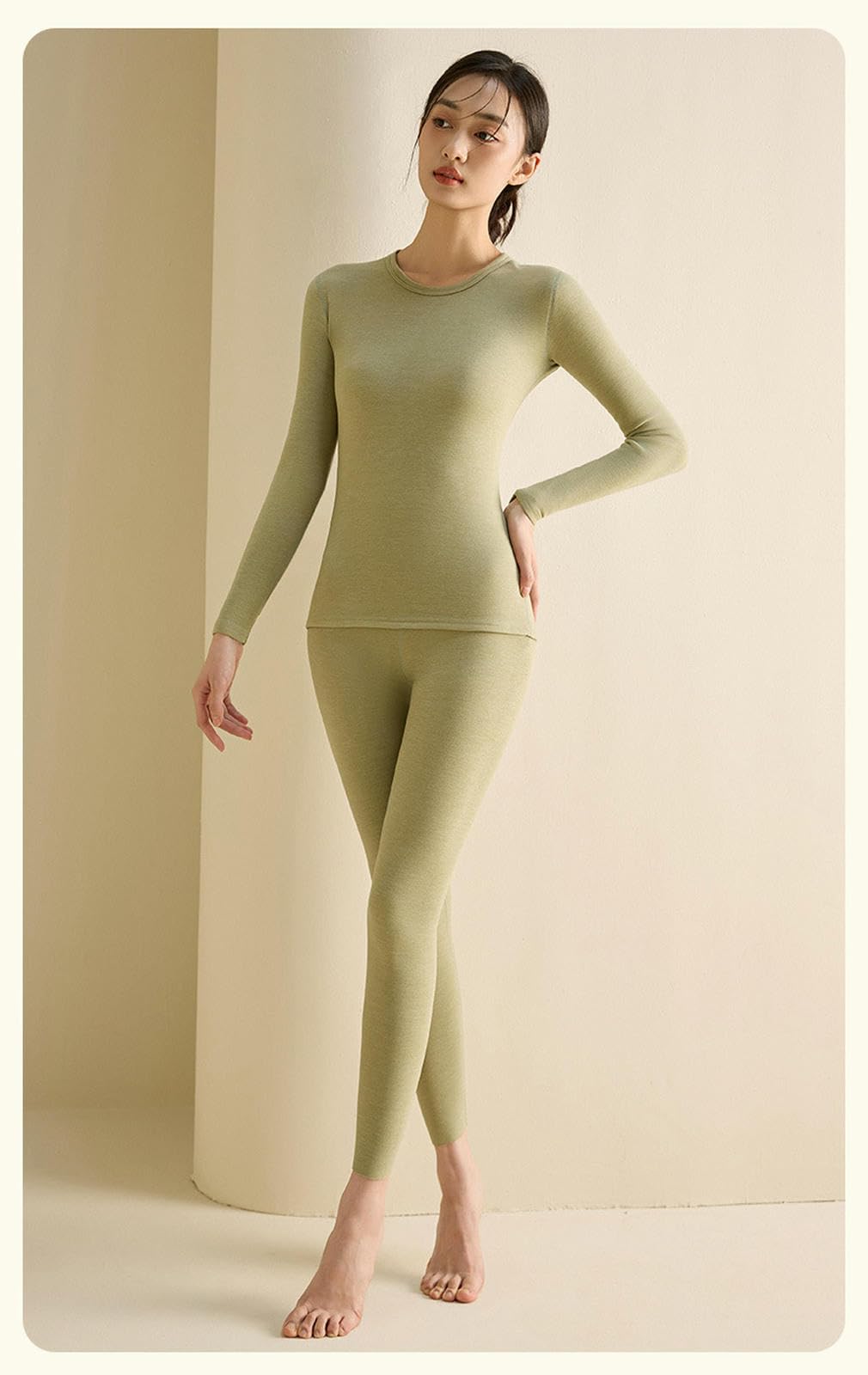 sous-Vêtements Thermiques Laine Ronde Et Soie Chaude À Chaud Automne d'hiver pour Femmes-café Léger-XL