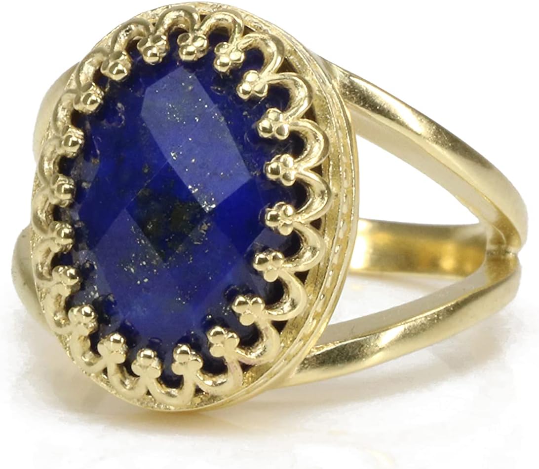Celestial Blue Lapis Lazuli Ring - Signature Oval Rings for Women - 14k Rose Gold Ring for Engagement, Wedding, Promise, Birthday and Anniversary for Women - Includes Fancy Box