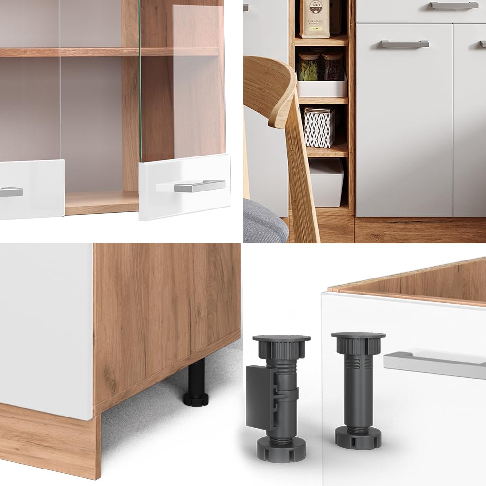 Vicco Singleküche R-Line, Weiß Hochglanz/Goldkraft Eiche, 160 cm | ohne Arbeitsplatte, zur individuellen Kombination und Erweiterung geeignet