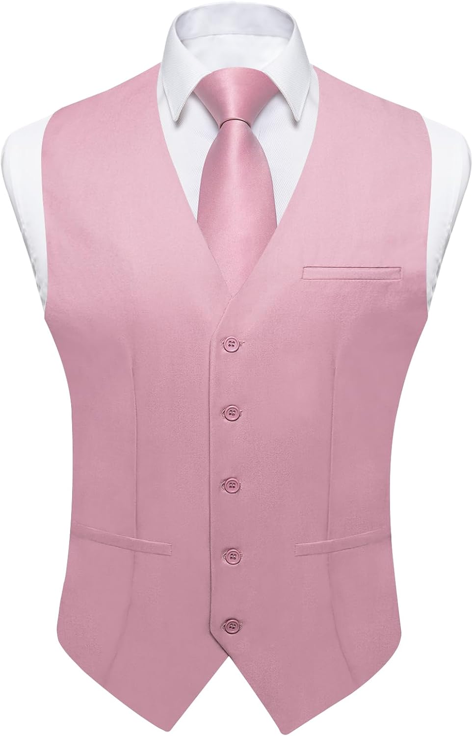 DiBanGu Men's Formal Suit Vest Solid Business Vest Slim Fit V-Neck Dress Waistcoat for Suit or Tuxedo Wedding Party