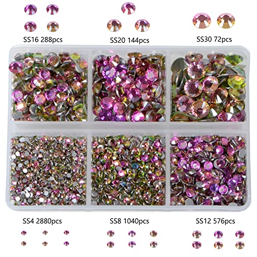 Image of 5000 Pieces 5000 Pieces False Nail Rhinestones Non-Hotfix Non-Magnetic Round Crystals Glass Flatback Rhinestones for DIY Jewelry Making with a Picking Pen (6 Sizes)