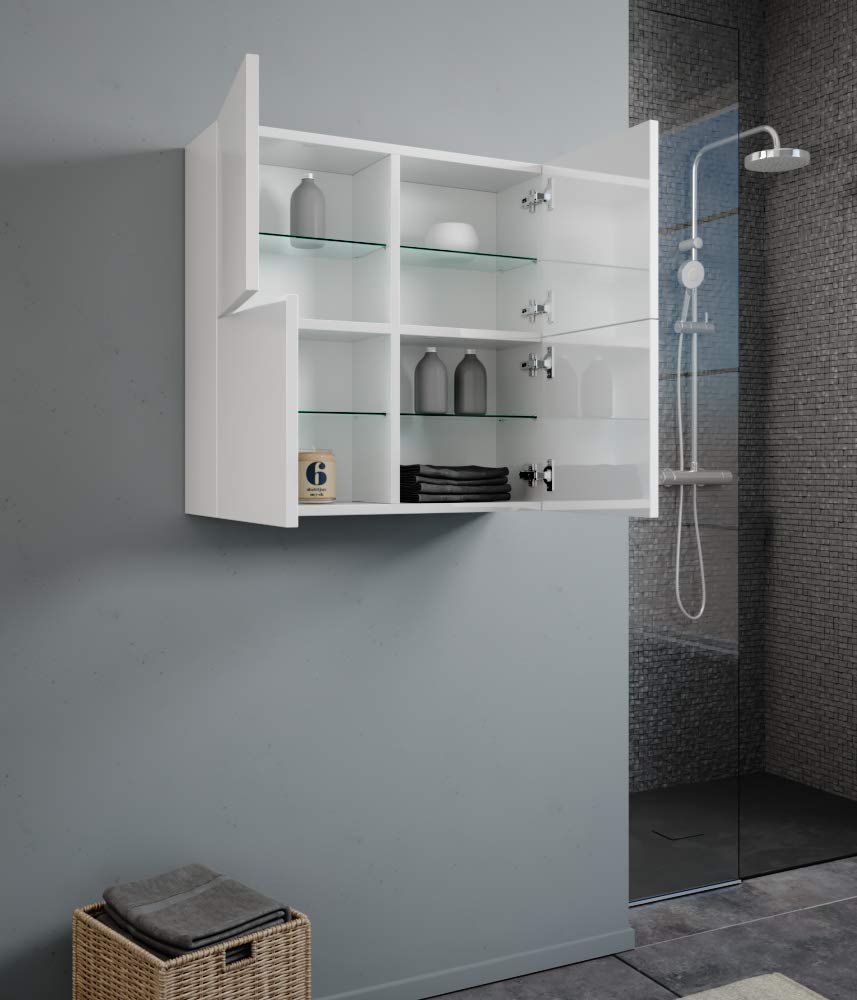 Mama Store Atena Armoire Murale Réversible Simple Avec Système D'ouverture Push And Pull, Stratifié, Gris Ciment L. 30 X P. 22 X H. 71 Cm