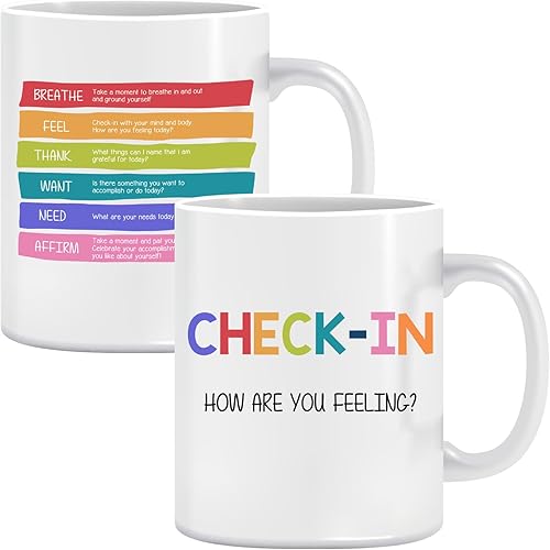 LNOKRIM Rain Technique, taza de café de salud mental, taza de café con mensaje de sentimientos, regalo para aliviar la ansiedad para profesores