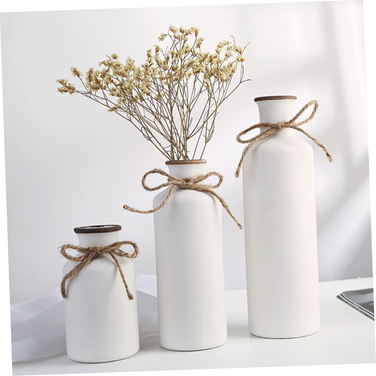 MAGICLULU Set 3 Vasi in Ceramica per Fiori da Interno, Design Semplice ed Elegante, Creano Un'atmosfera Confortevole, per Decorare la Casa o Feste Natalizie