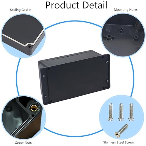 Miniatura 5 de Raculety Project Box - Caja de conexiones impermeable IP65, cajas eléctricas de plástico ABS, caja electrónica para proyectos de bricolaje, caja de