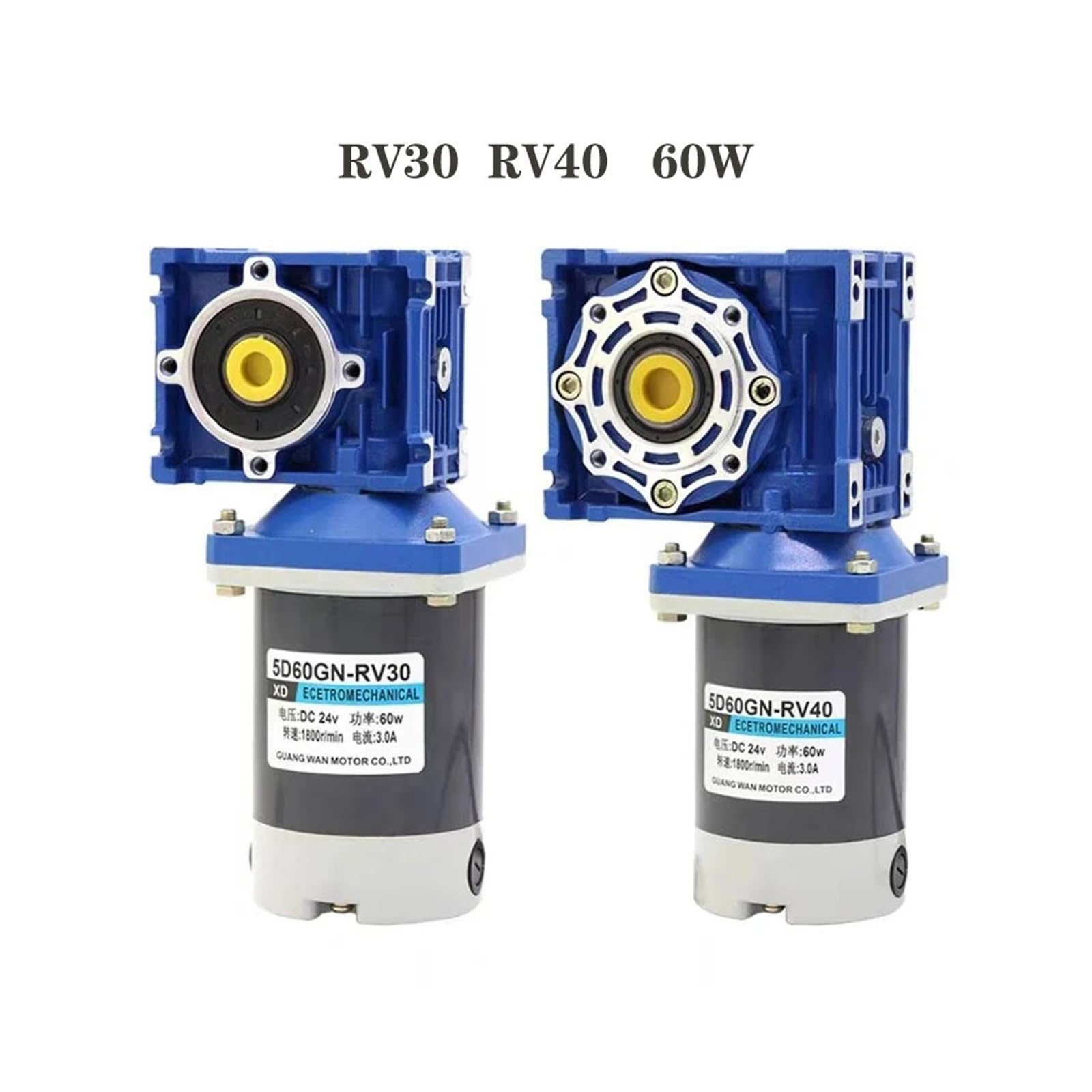 12V 24V 60W DC-Schneckengetriebemotor mit einzelner Ausgangswelle mit selbstsichernder, einstellbarer Geschwindigkeit für Boot, Auto, Ventilator, Haushaltsgerät(140RPM,RV40 24V)