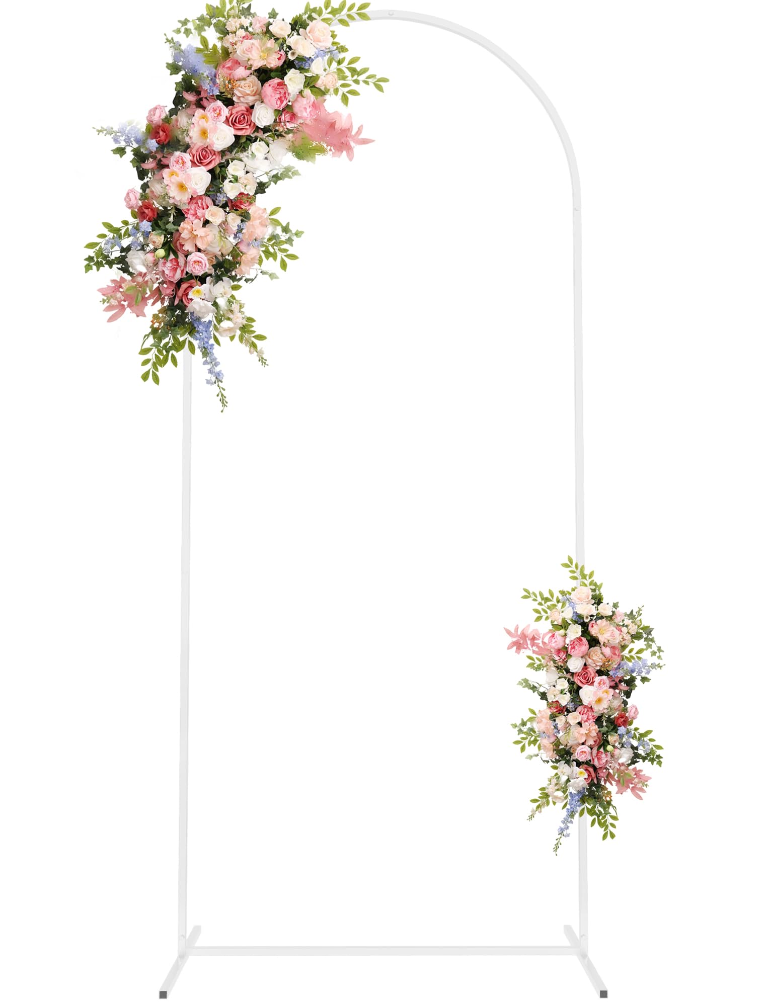 Asee'm 6FT White Wedding Arch Stand Metal Square Arched Backdrop Frame for Party Ceremony Birthday Bridal Baby Shower Garden Floral Balloon Arch Decoration