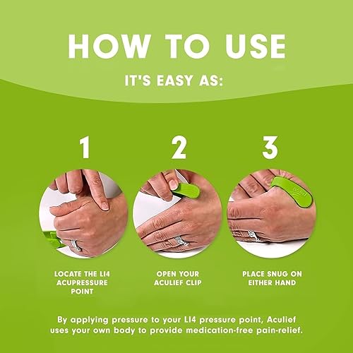 Miniatura 4 de Aculief Clip de acupresión, compacto para puntos de presión de acupuntura, para terapia física y uso diario, promueve la relajación y el manejo del