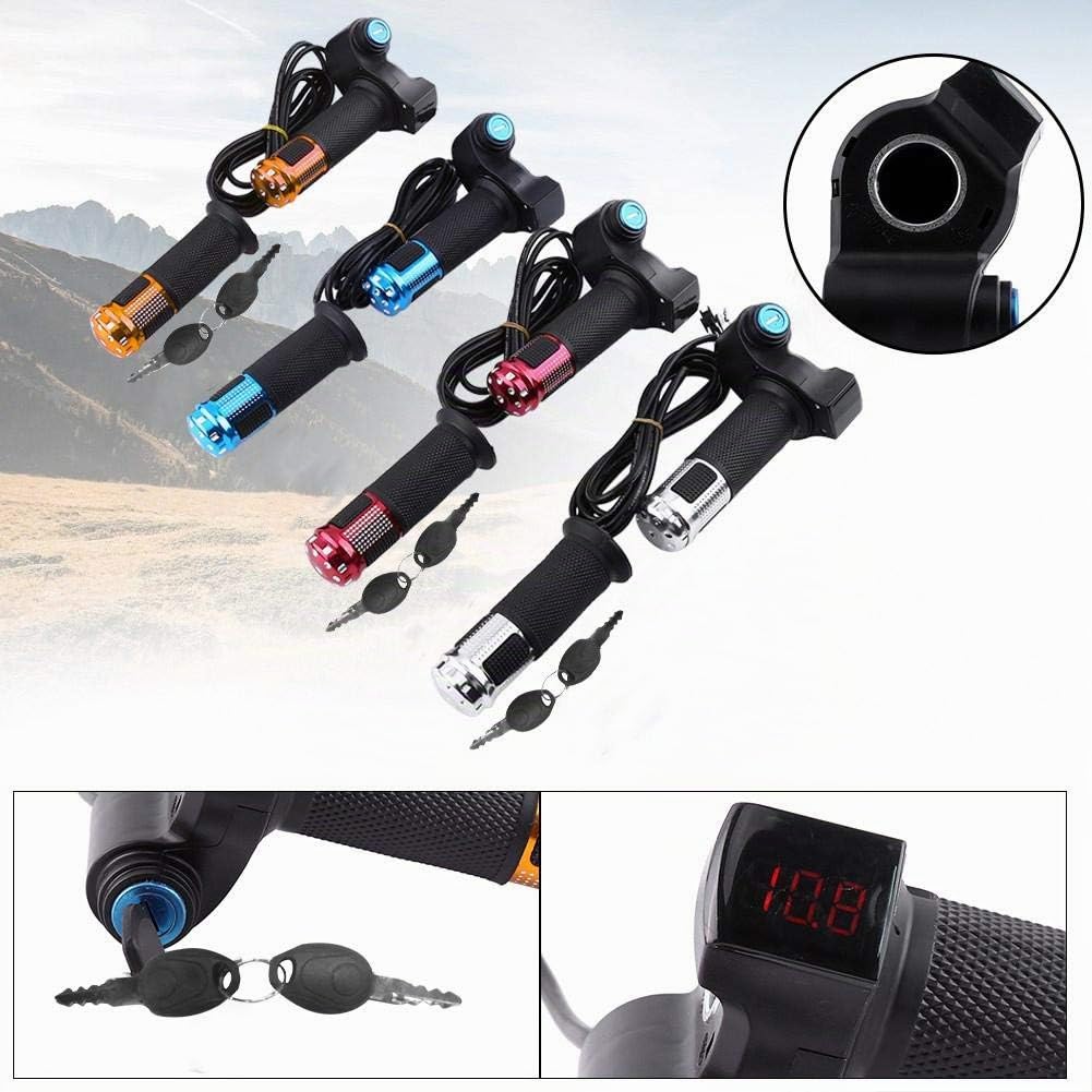 VGEBY1 Manubri acceleratore per Bici elettrica, manopole per Scooter Elettrico con Display a LED e acceleratore per Chiave di accensione Power Key(Blu)