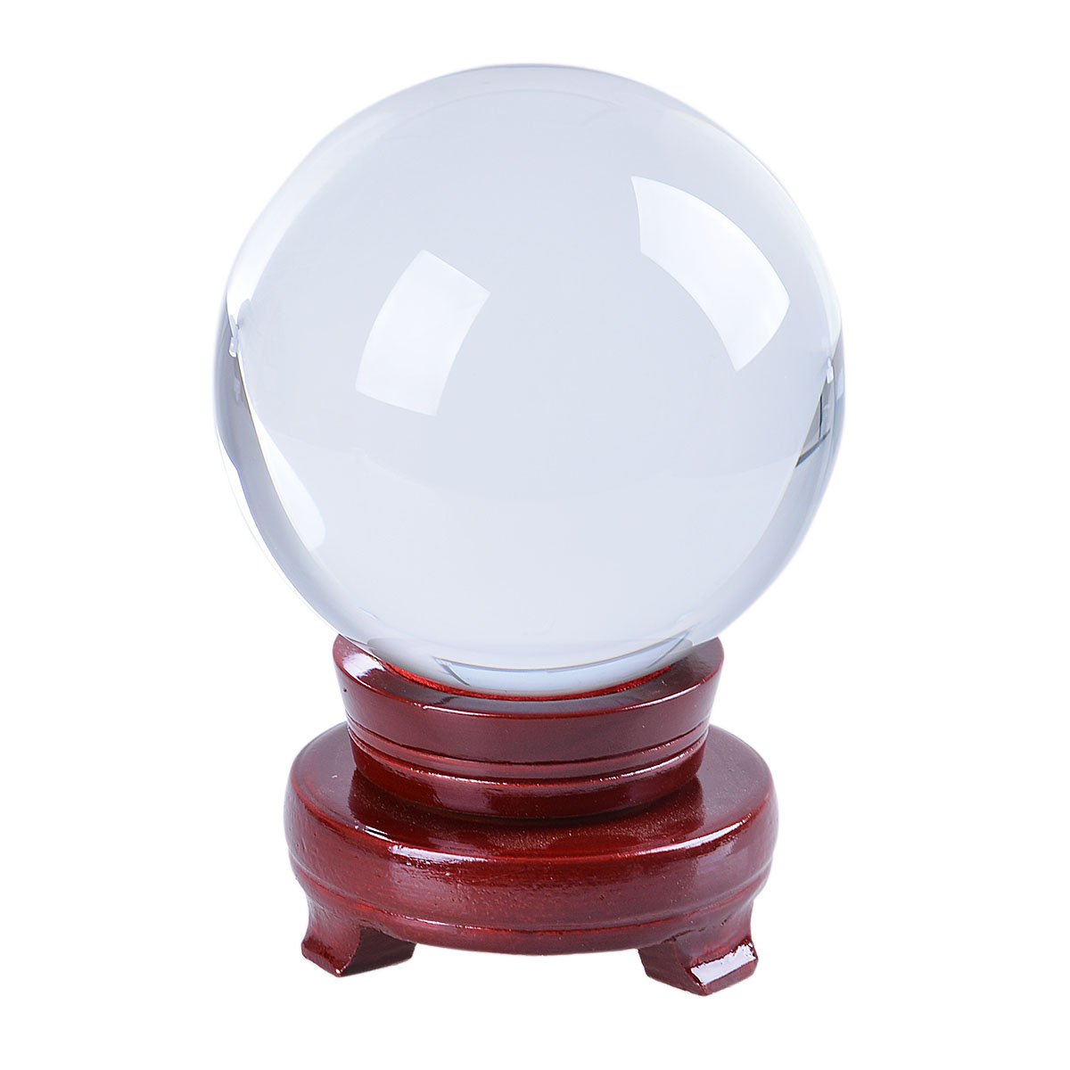 LONGWIN Bola de adivinación de cristal grande de 120 mm con soporte de madera