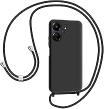 AOMYKE Cover per Xiaomi Redmi 13C / POCO C65 / Redmi 13 C con Cordino, Custodia con Laccio Collana Tracolla Collo Liquido Silicone Antiurto TPU Antiurto AntiGraffio Case - Nero