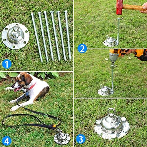 Dog Tie Out Stake, 360 Swivel Dog Yard Stake, Heavy Duty Dog Anchor for Yard, Dog Tether Holds