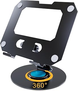 Adjustable 360-Degree Rotating Tablet Stand, Compatible with 16-Inch Tablets, Heavy-Duty Metal Desktop Stand, Black