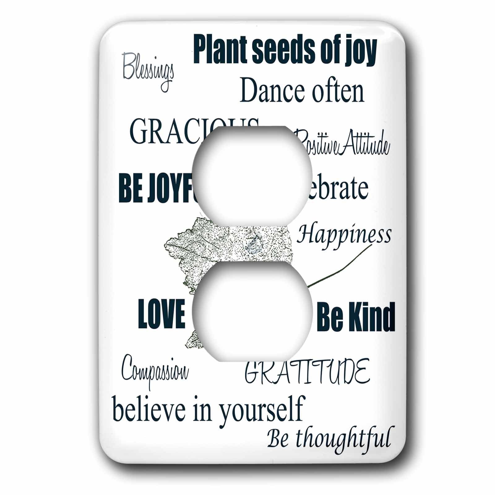 Word Art avec feuille 3dRose lsp_123530_6 plaque pour 2 prises multicolore