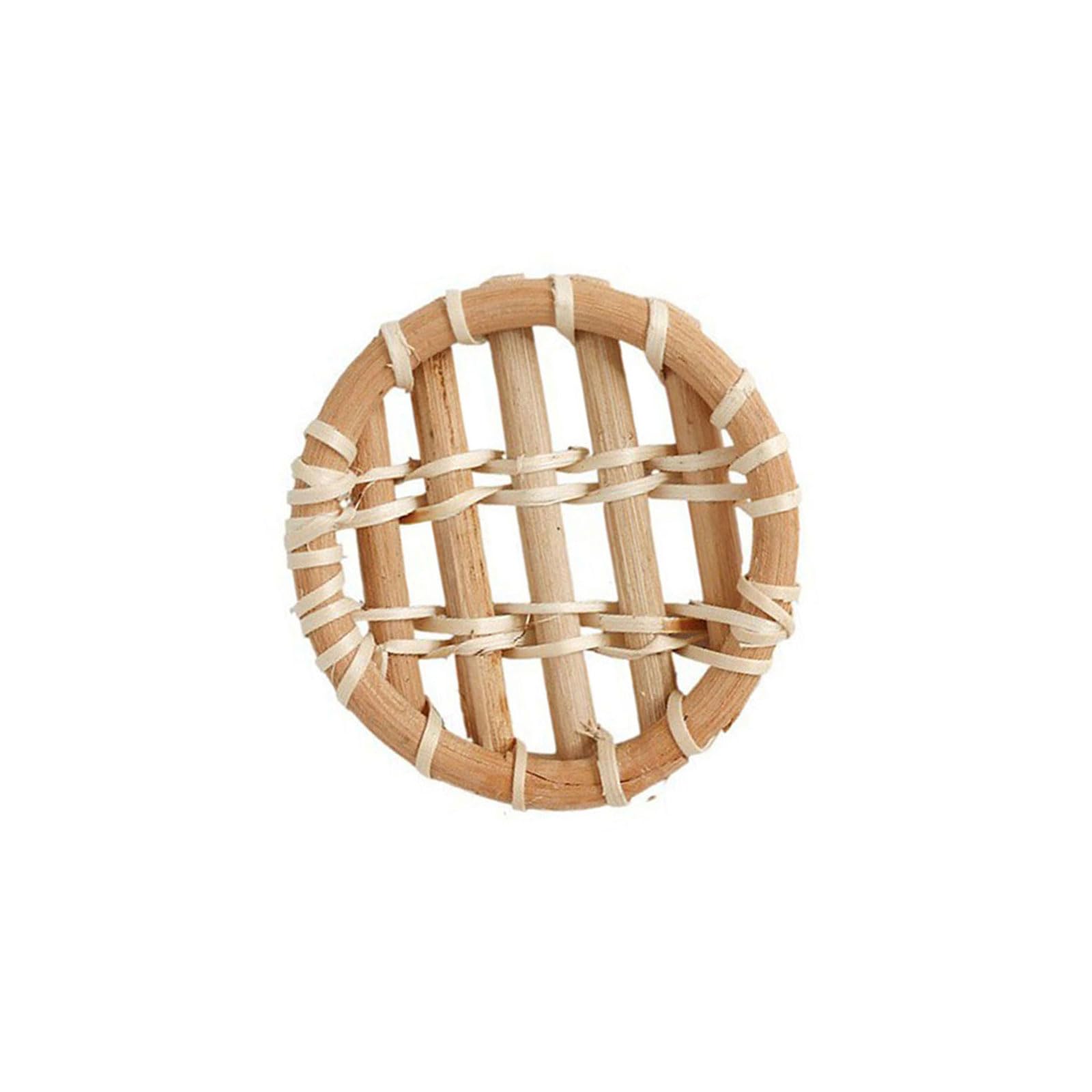 Tsophreniq Artistic Woven Tea Coasters Pad Weaving Dining Table Insulating Mat Round Placemat for Desktop Artistic Rattan Coasters Insulating Mat