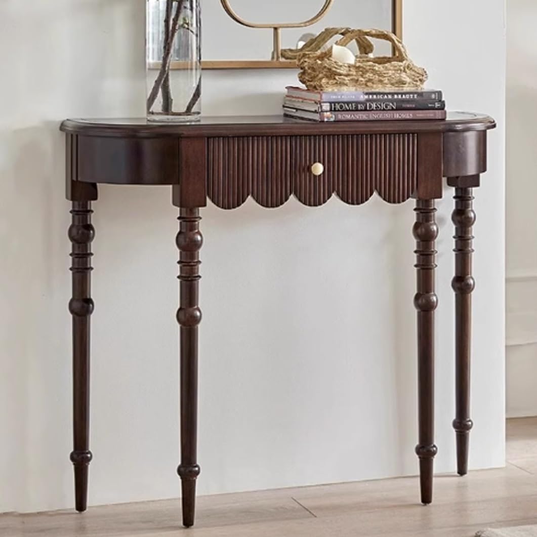 Mesa de entrada consola para decorar pasillos estrechos con encanto vintage marrón