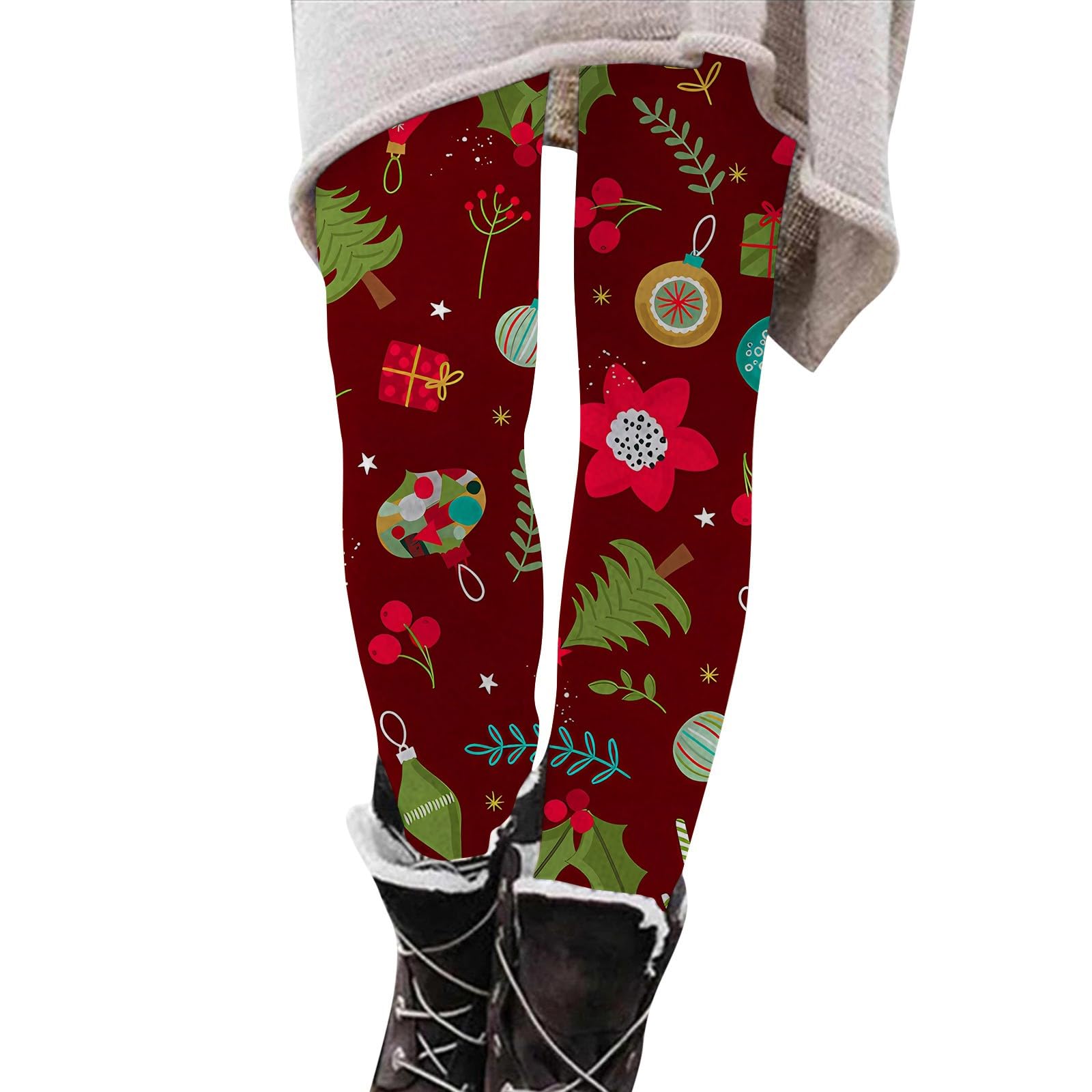 LCMTWXChristmas Leggings for Women Casual Elastic Women Long Printed Christmas Pants High Waisted Novelty