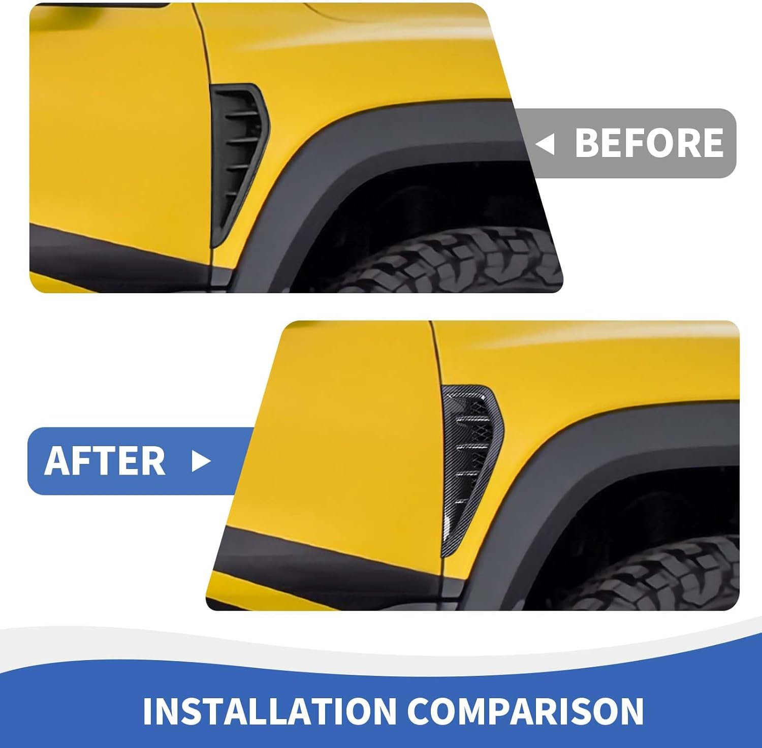 Front Side Fender Vents Cover Trim Compatible with Dodge RAM TRX Accessories 2018-2025, Carbon Fiber Side Door Air Vent Outlet Cover