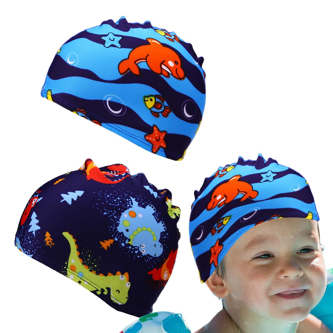 CULEO Swimming Caps,2pcs kids swimming cap,swim hat kids,swim cap kids,kids swim caps,fabric swimming cap kids,Swimming caps are suitable for boys and girls aged 2-8
