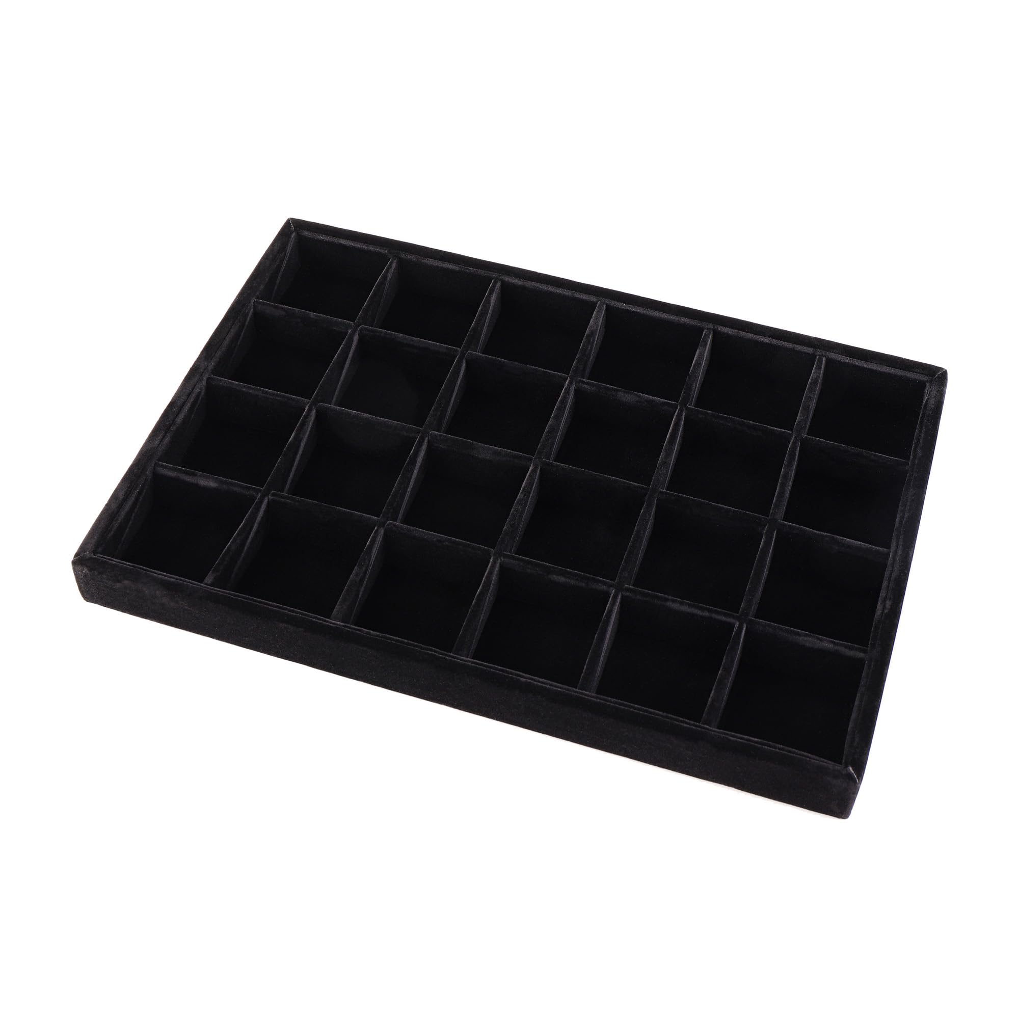 Filhome Schmucktablett Schmuck Organizer Samt Schmuckdisplay Trennwand Schmuckaufbewahrung für Halsketten Ohrringe (Schwarz)