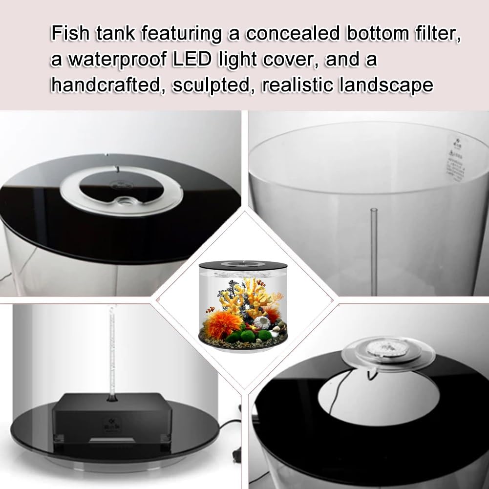 Kit de acuario pequeño con filtro, luz LED tricolor y una bomba silenciosa de circulación de agua, adecuado para mantener peces y camarones Betta (multicolor-A)