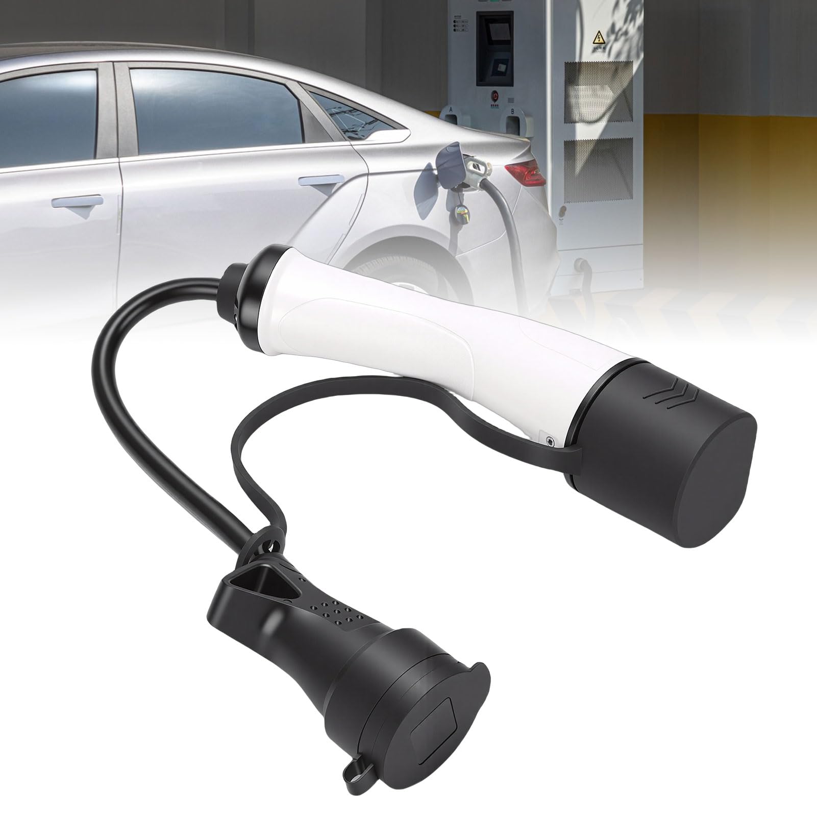 Generic Wsparcie Typu 2 Adapter EV Szybkie ładowanie Dwukierunkowy Kompaktowy Przenośny do Komputera Podróżnego + Nylonowy Biały 16A