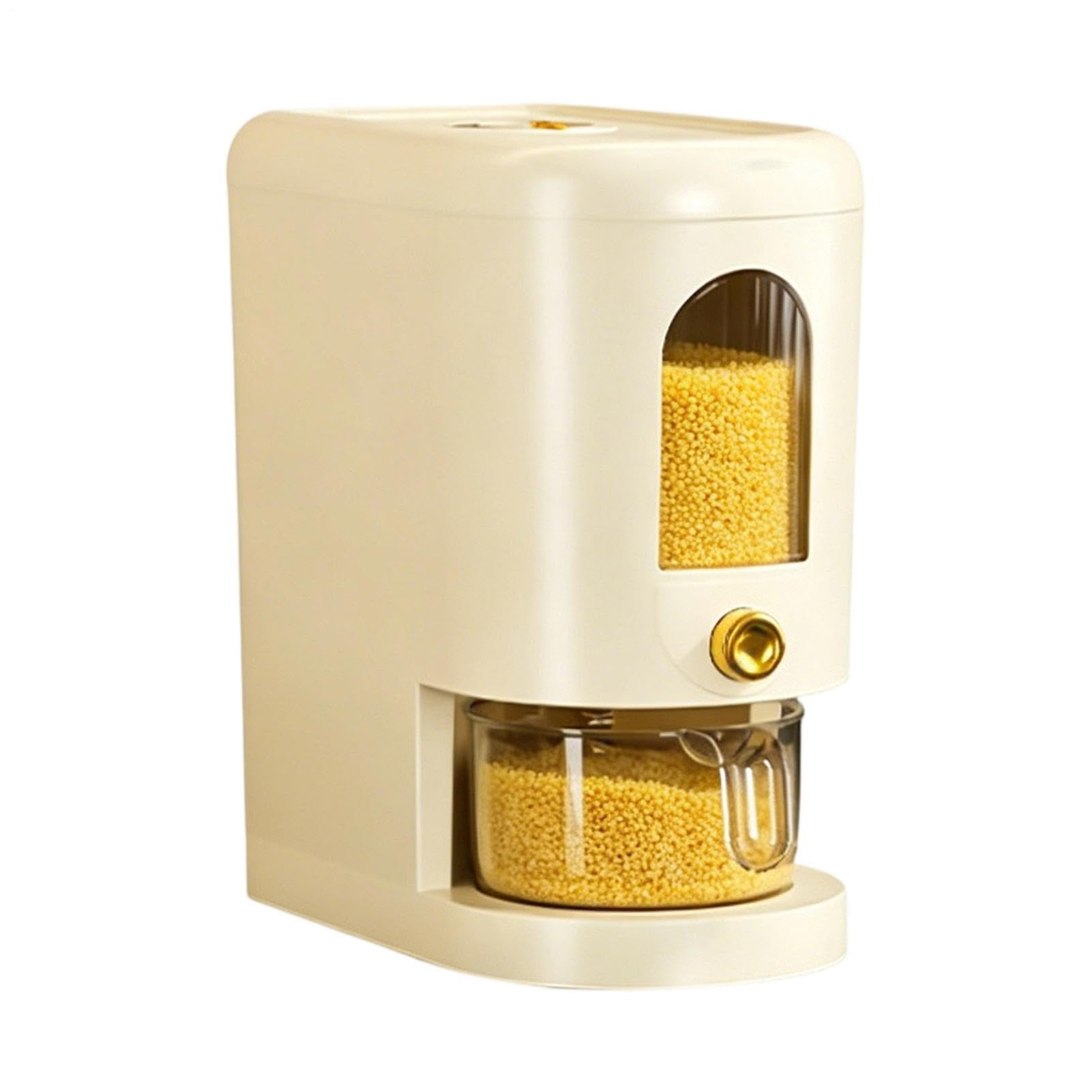 Dispenser di riso con coperchio e misurino, capacità 5 kg, porta riso automatico per piano di lavoro della cucina, dispensa, frigorifero, armadio