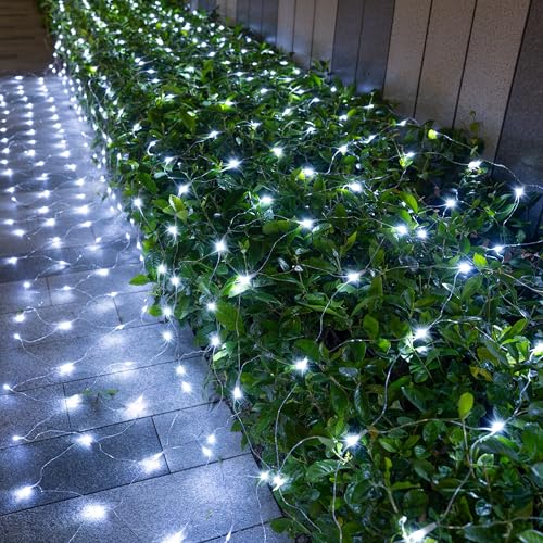 JOYIN 200 LED Christmas Net Lights, 6.5X 10FT Christmas Mesh Lights with 8 Modes, Connectable, Waterproof for Bushes Trees Yard Indoor Outdoor Xmas Decorations (Cool White) by JOYIN - Image 2