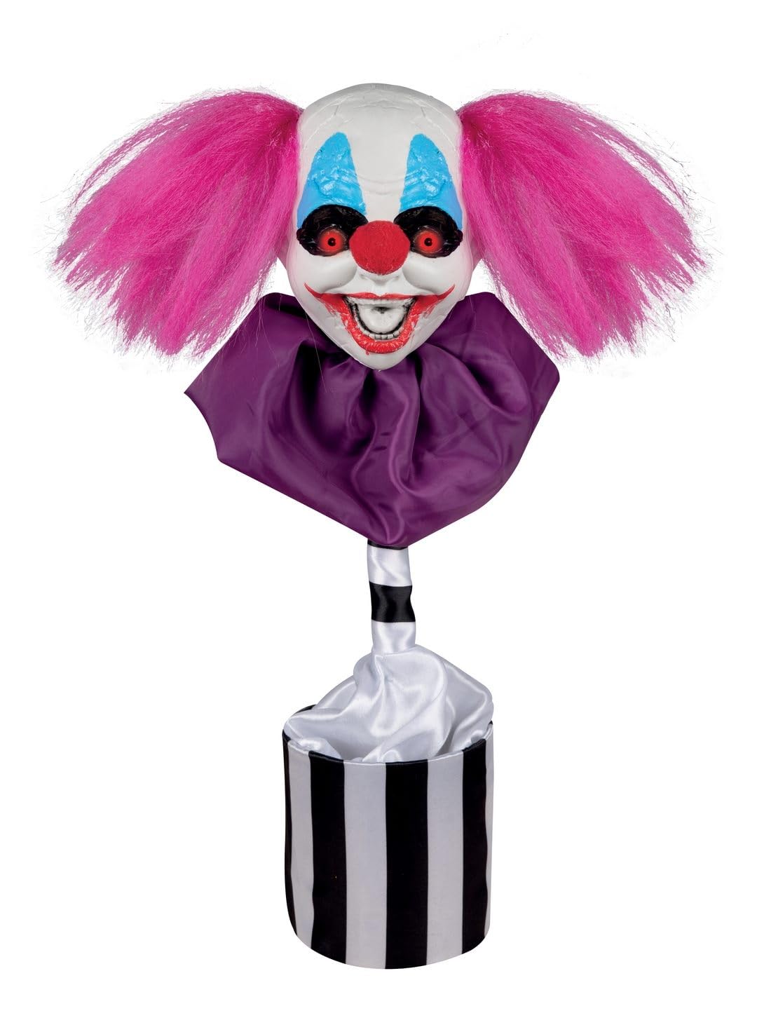 P'TIT CLOWN - 23535 - Automate Clown Halloween - Animatronique - Animatronics - Tête de Clown Animée, Sonore et Lumineuse - Parfait pour Une Décoration Effrayante - 45 cm - Piles Non incluses