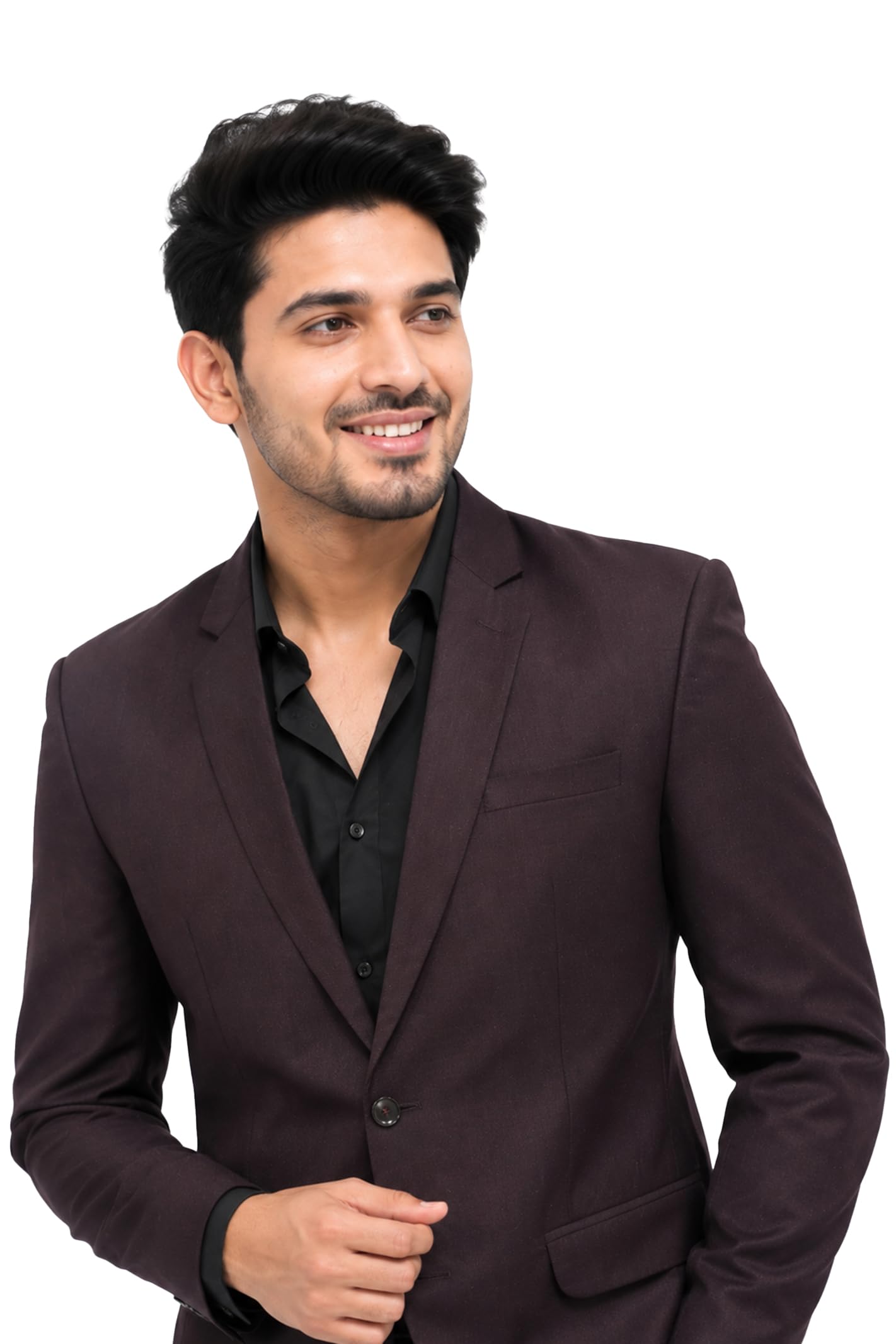 Men's Wine Colour Regular Fit Formal Blazer-picture-24