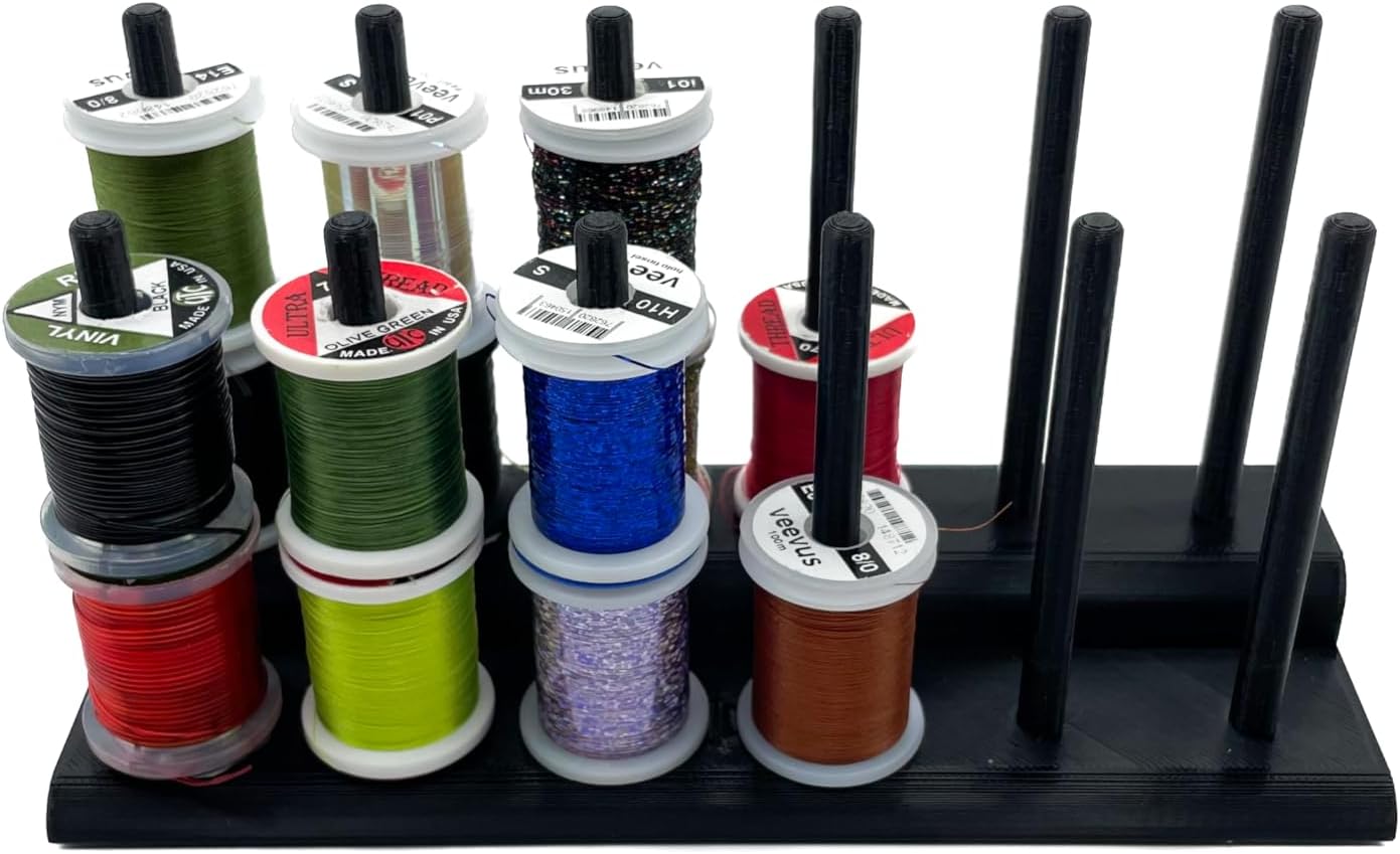 Fly Tying Thread Holder and Organizer – Spool Rack for Fly Tying Station, Desk Caddy, Made in USA
