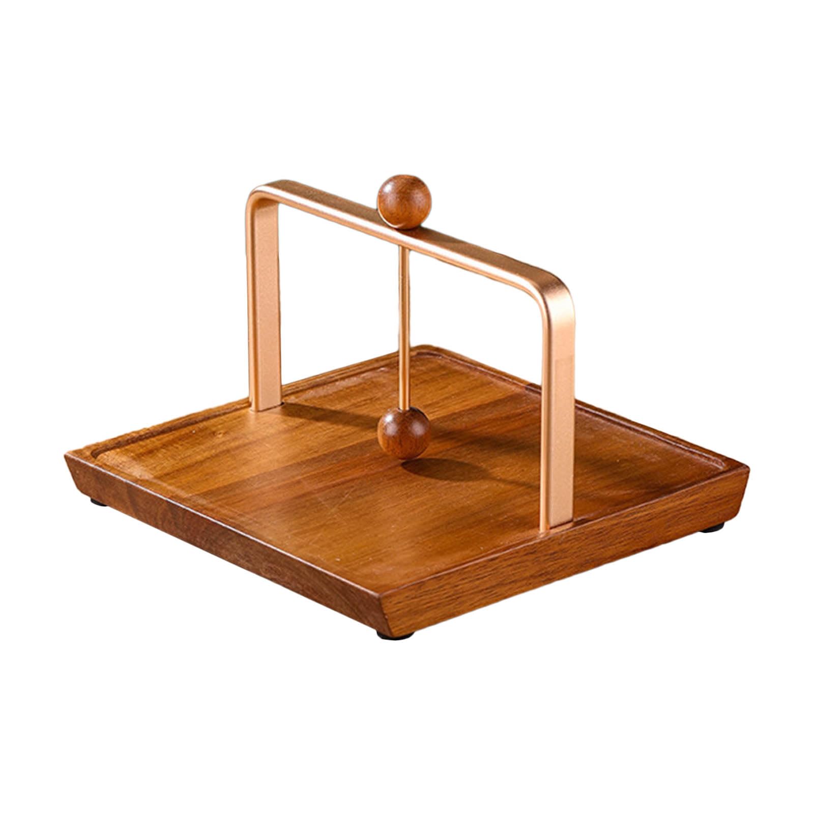 carotoe Sturdy Wood and Iron Paper Towel Holder and Practical Paper Towel Rack Simple Serviette Holder Kitchen Space Saving