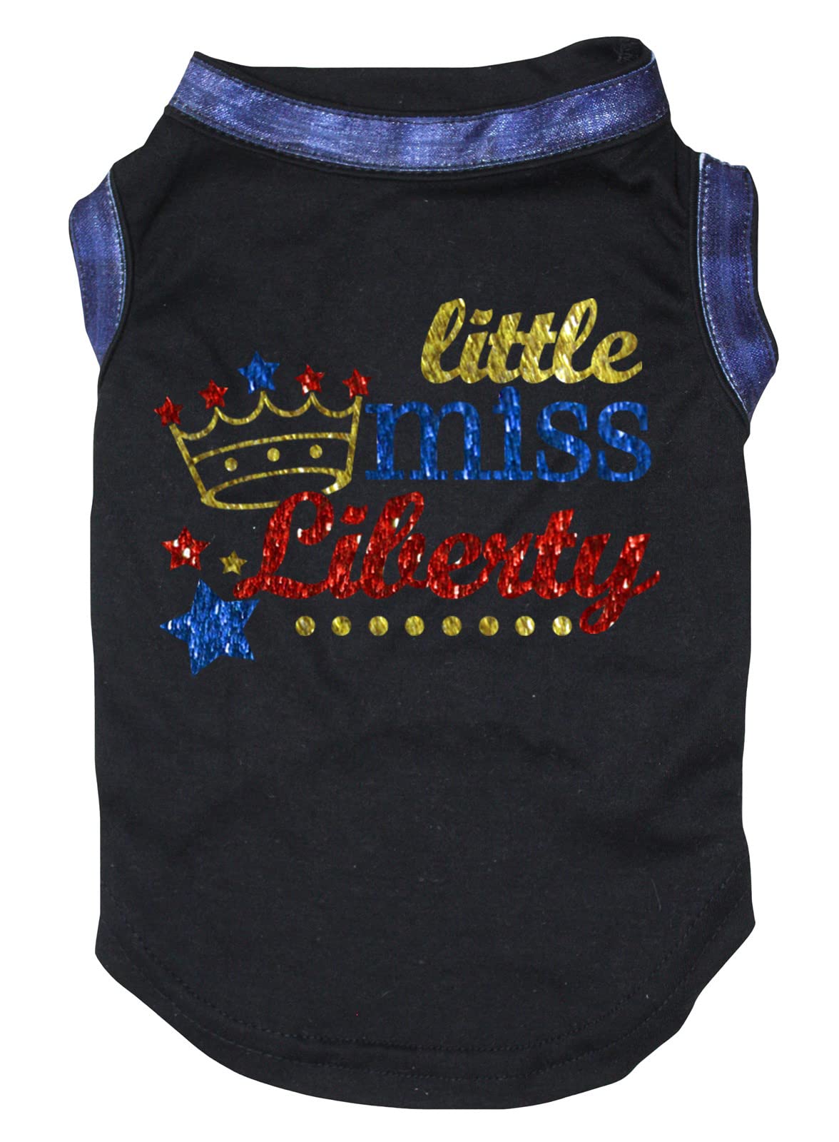 Chemise pour chien bicolore noir denim Little Miss Liberty coupe ajustée XS