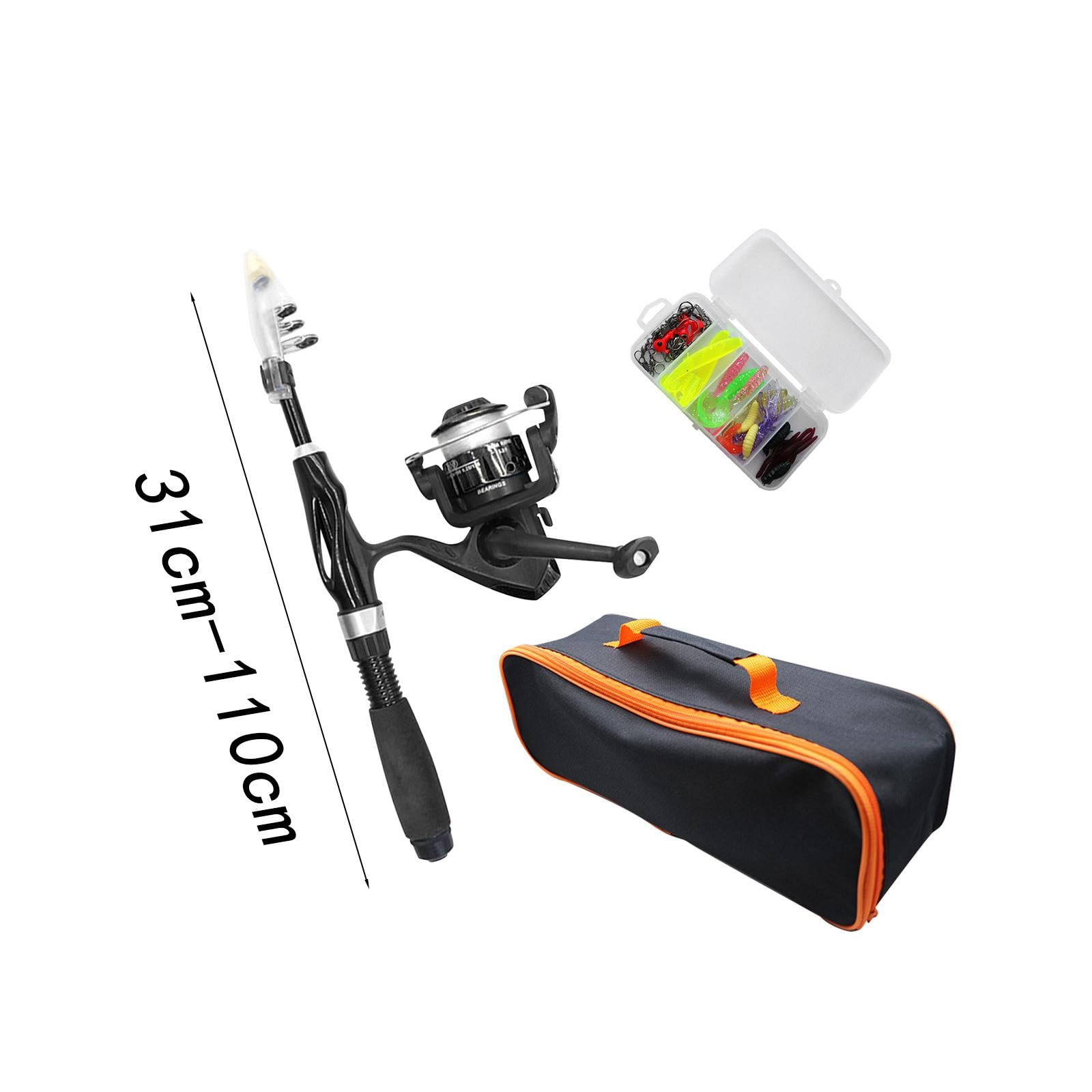LOVIVER Ensemble Canne à Pêche Enfant Moulinet Télescopique Portable avec Boîte à Leurres Poignée Antidérapante Sac de Rangement pour Initiation Pêche Enfants