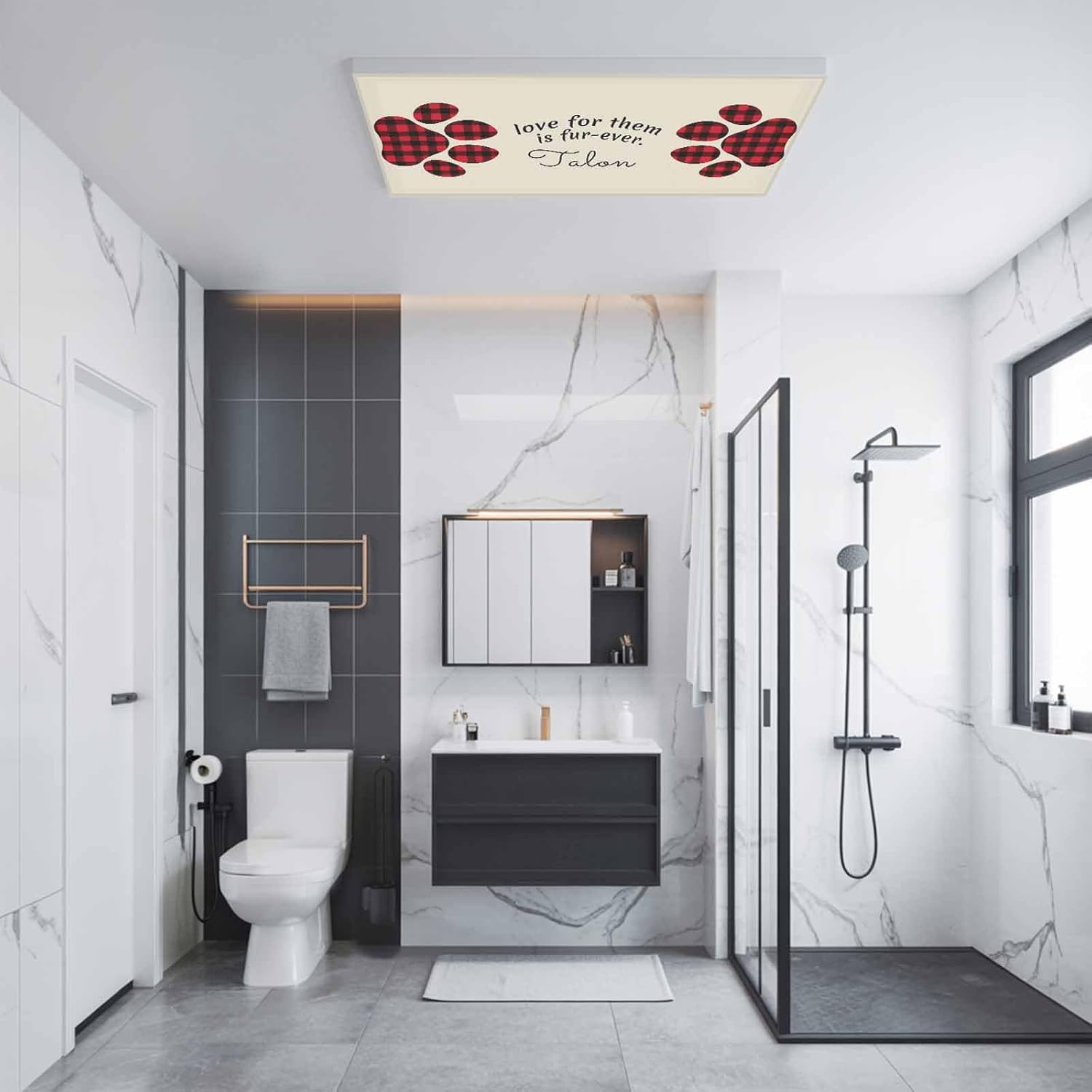 Buffalo Plaid Paw Fluorescent Light Covers for Ceiling Lights 4x2 feet,4 Pack Magnetic Light Filters for Classroom,Cute Cats Pets Pawprints Farmhouse Retro Fluorescent Lamp Shade Panel for Office