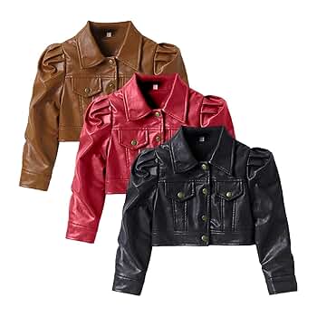 Amazon.com: Girls Faux Leather Jackets Children's Zip Up