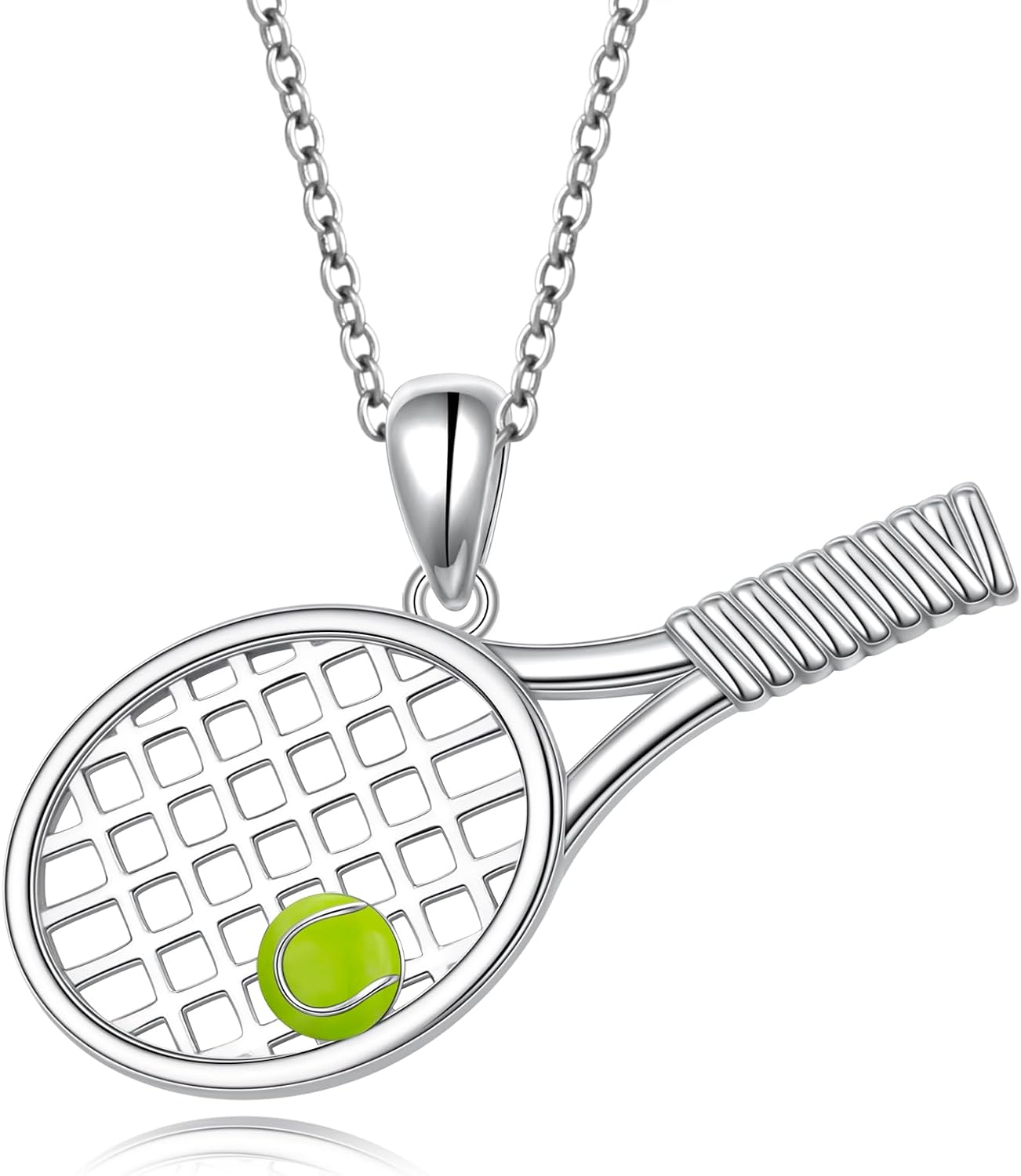 DAOCHONG S925 Sterling Silver Jewelry Tennis Racket Pendant Necklace Gift for Tennis Sports lover 18 inches to 20 inches