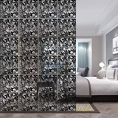 SKADE 24 Pcs Hanging Room Divider - PVC Panels Screen for Living Room Dining Room Office Restaurant Decoration (Black)
