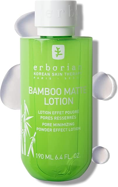 Erborian Bamboo Pore Minimizing Lotion - Mattifying and Hydrating Bamboo Waterlock Complex - Reduce Excess Sebum - Korean Skincare Cleansing Toner for Normal to Oily Prone Skin - 6.4 Oz