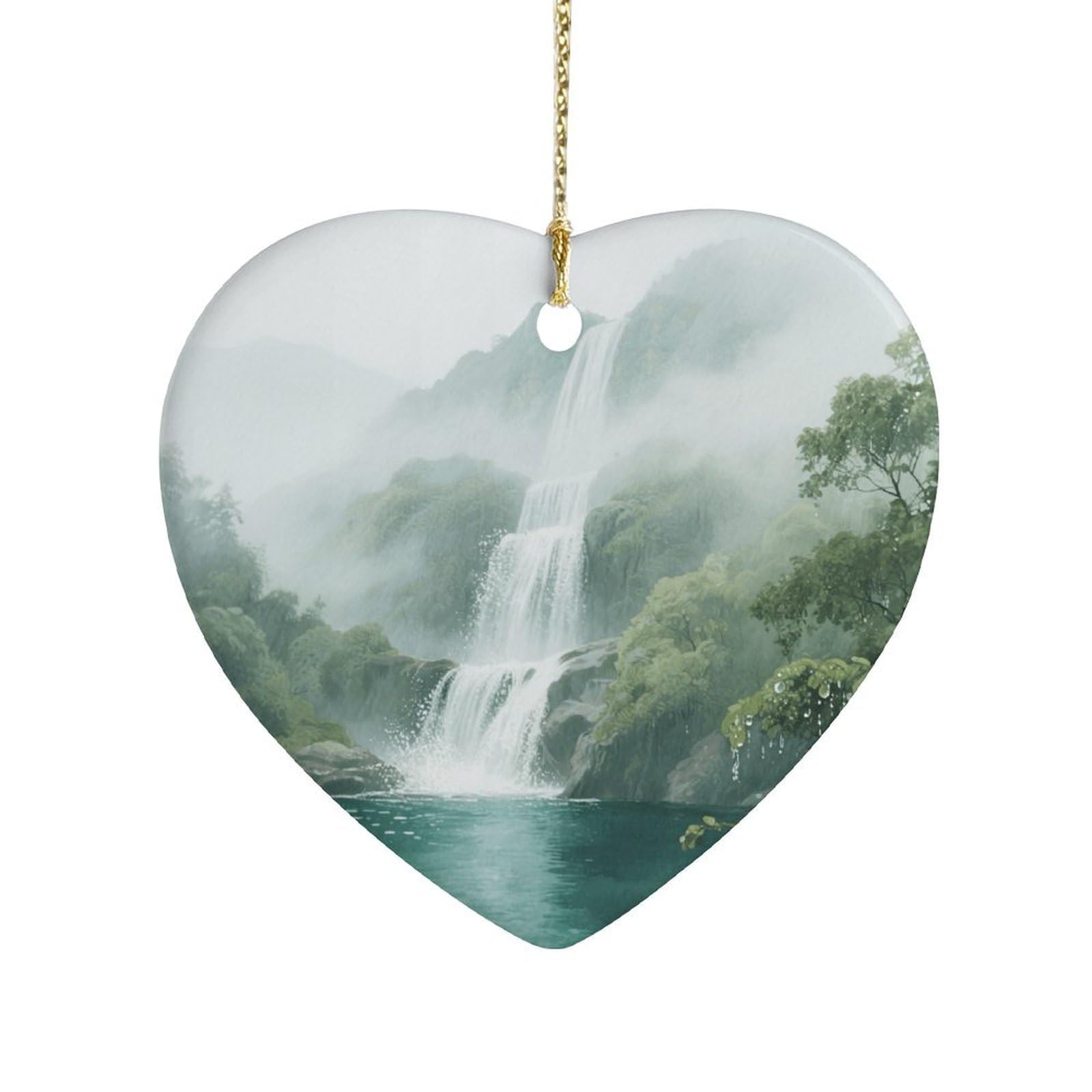 Fekiloot Style Mountain Waterfall Ceramic Ornament Home Decor Keepsake