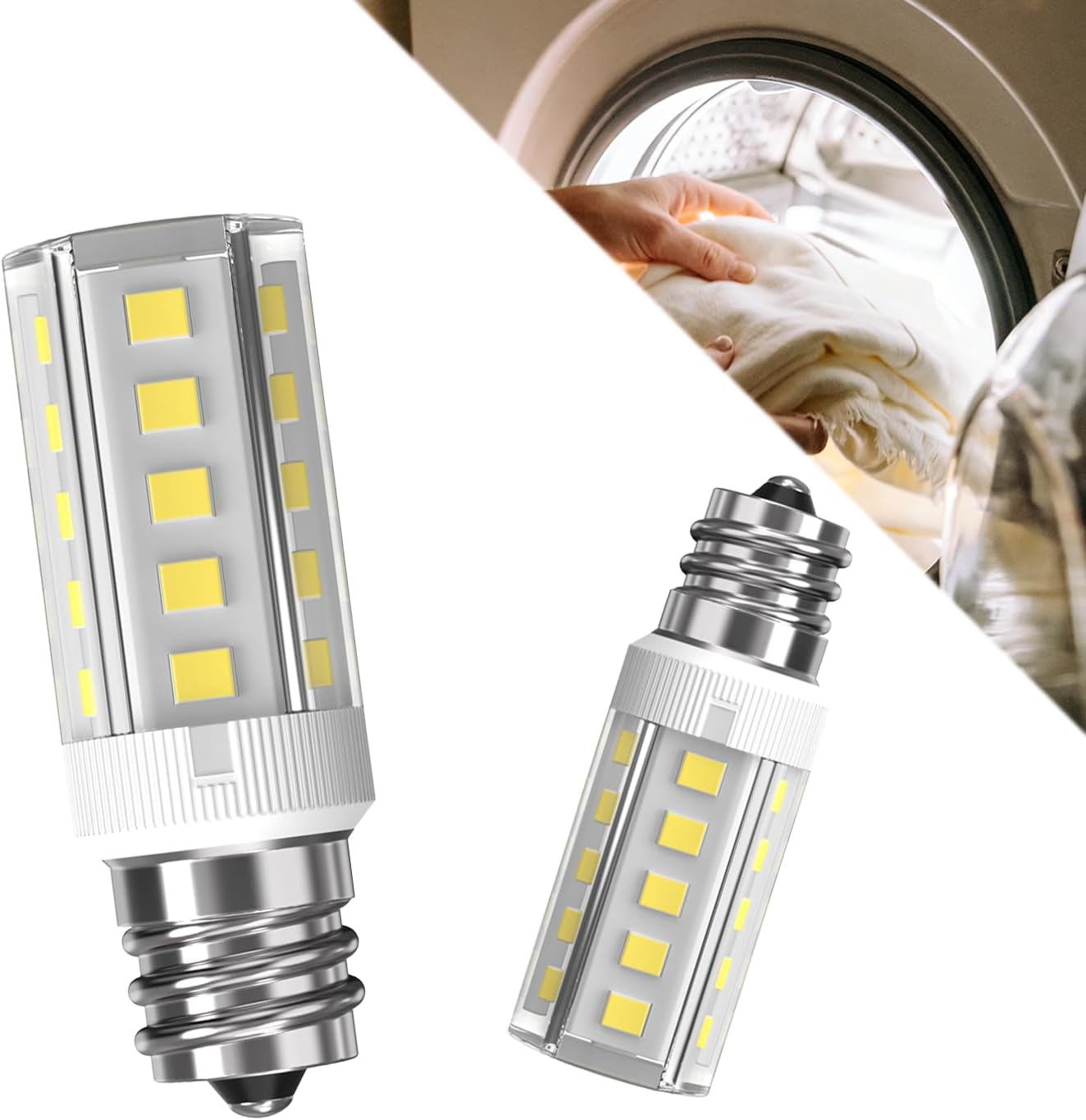GARTO Dryer Light Bulb 120V 10W 25W Equivalent WE05X20431 WP22002263 Appliance LED Bulbs E12 5W 6000K White for Dryer Drum,Water Ice Dispenser,Refrigerators,Display Bulb-2pack.