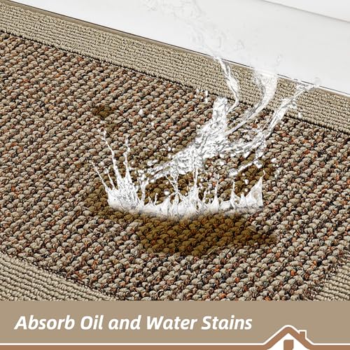 BEQHAUSE Non-Slip Washable Kitchen Rug Set of 2, Taupe #TOP7