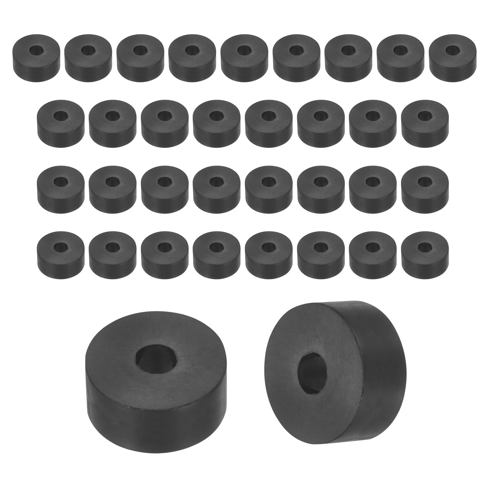sourcing map 5Pcs Rubber Spacers, 40mm OD, 8mm ID, 20mm Thick Black Round Anti Vibration Rubber Pads Isolation Bushings Washer for Home Cars Boat(1.57" OD x 0.31" ID x 0.79" Thick)