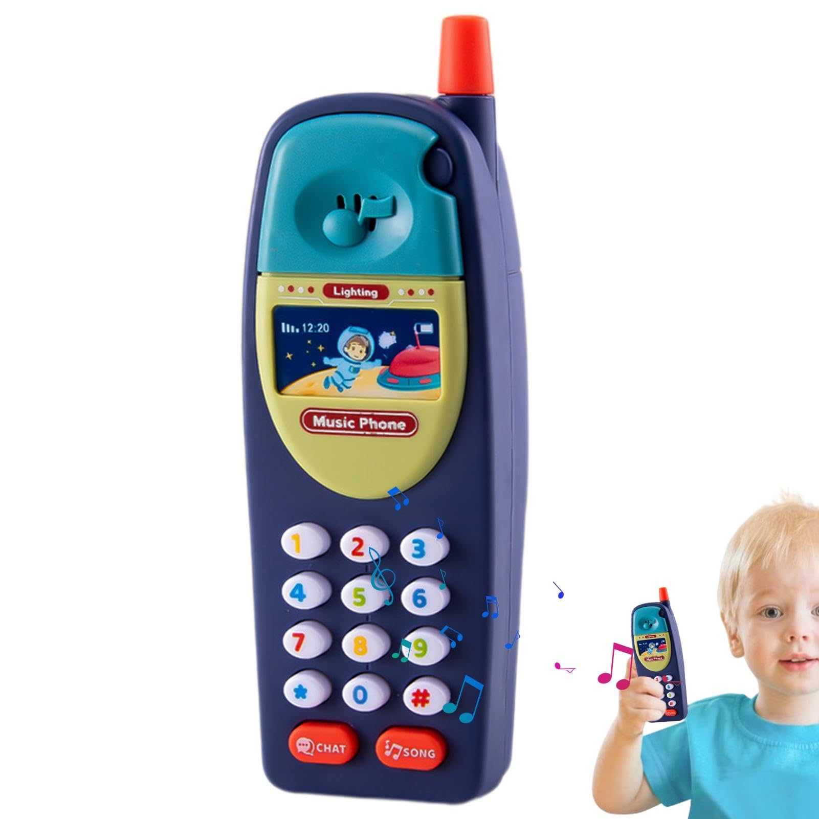 Téléphone Jouet Pour Tout-Petits – Son & Lumière, Musique, Éducatif – Cadeau Parfait (Rouge/Bleu)