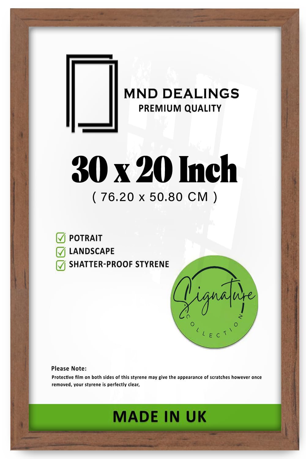 MND Dealings Walnut 30 x 20 Inch Poster Frame | MDF Wall Hanging Frame for Artwork, Certificates & Prints | Durable Build | Stylish Display for Home & Office (Walnut Finish) — image 1