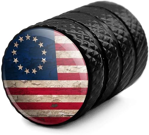 Miniatura 2 de Rustic Betsy Ross 1776 - Tapones de válvula de aluminio con bandera estadounidense envejecida